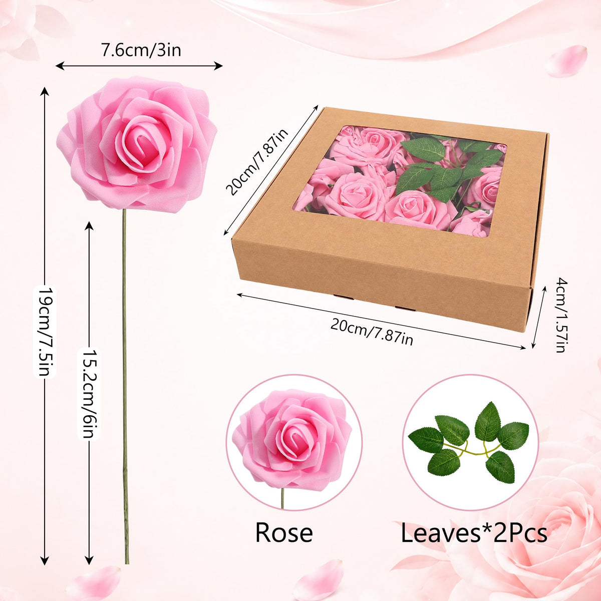 Roses Artificial Flowers Foam Fake Rose Bouquet with Faux Stems, Decorative Flowers for Centerpieces, Wedding Bouquet