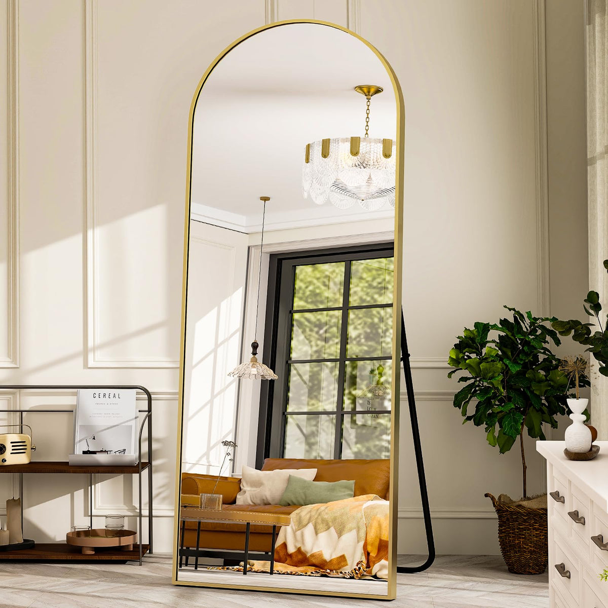 26" x 71" Arched Full Length Mirror - Gold Full Body Mirror - Extra Large Floor Mirrors