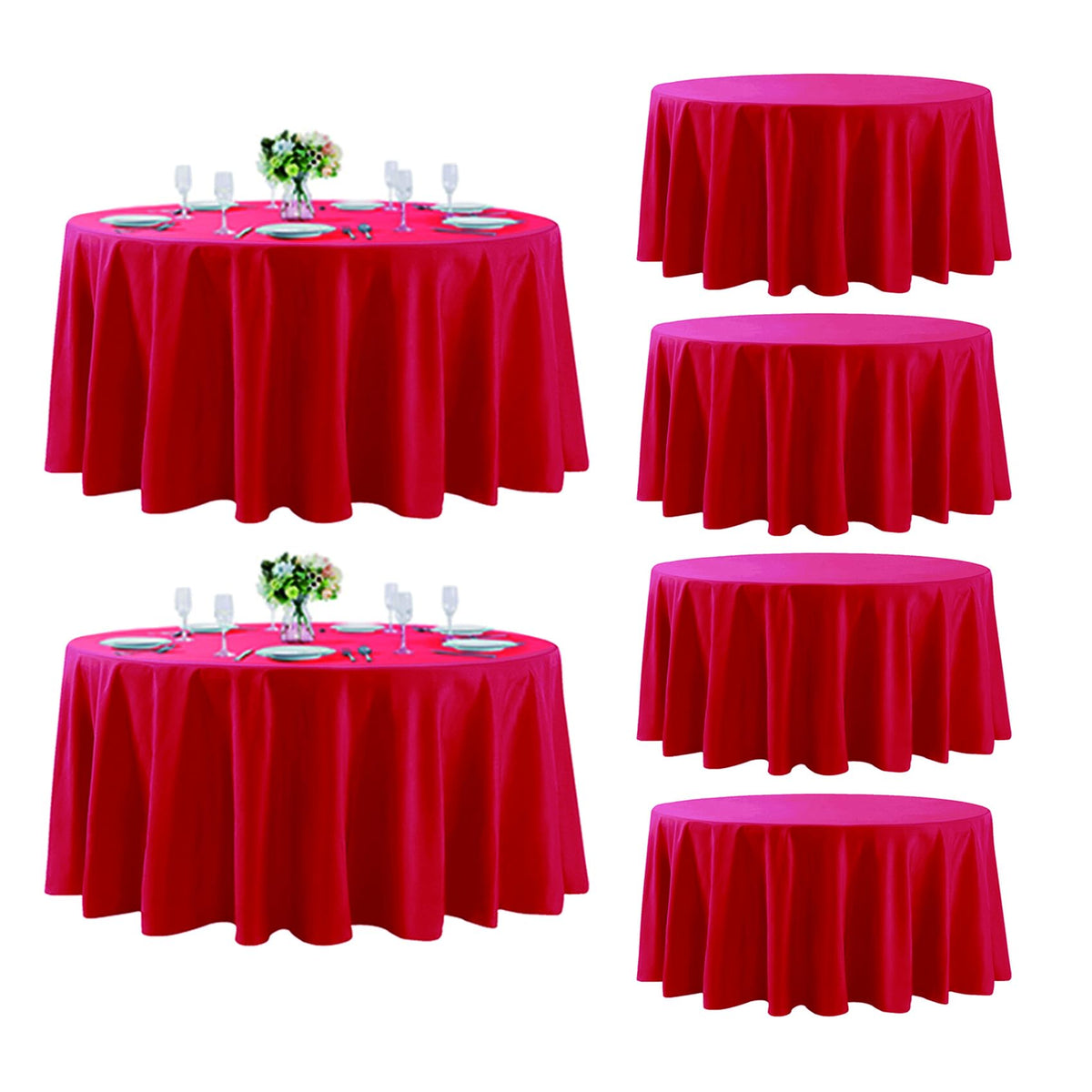 6 Pack Round Tablecloth, 108 Inch, Stain Resistant and Wrinkle Polyester Table Cloth, Fabric Table Cover Dining
