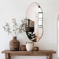 Irregular Wall Mirror,32"x14" Slim Vertical Wavy Design,Frameless Decorative Mirror ,Modern Boho Wall-Mounted