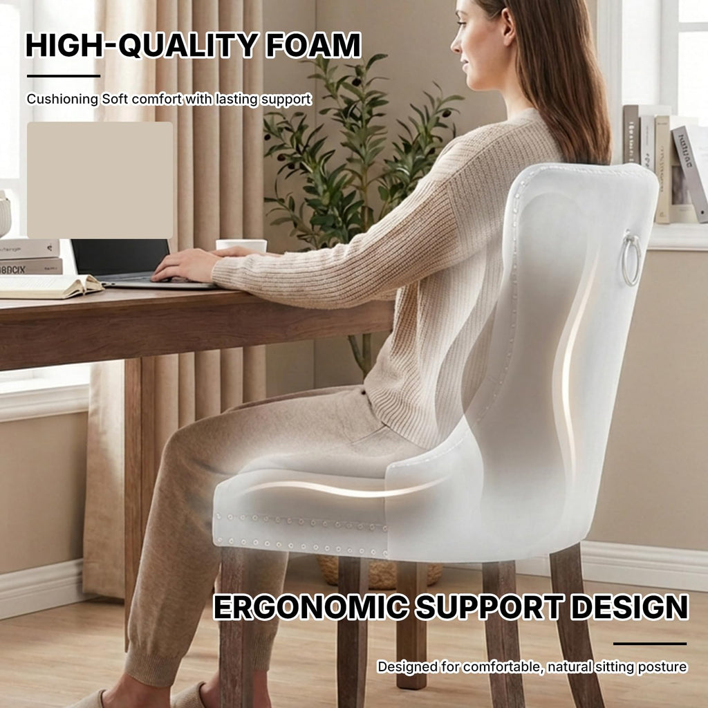 Modern Tufted Upholstered Dining Chairs Set of 4, Classic Black Velvet Dining Room Chair with Solid Wood Legs, Sillas