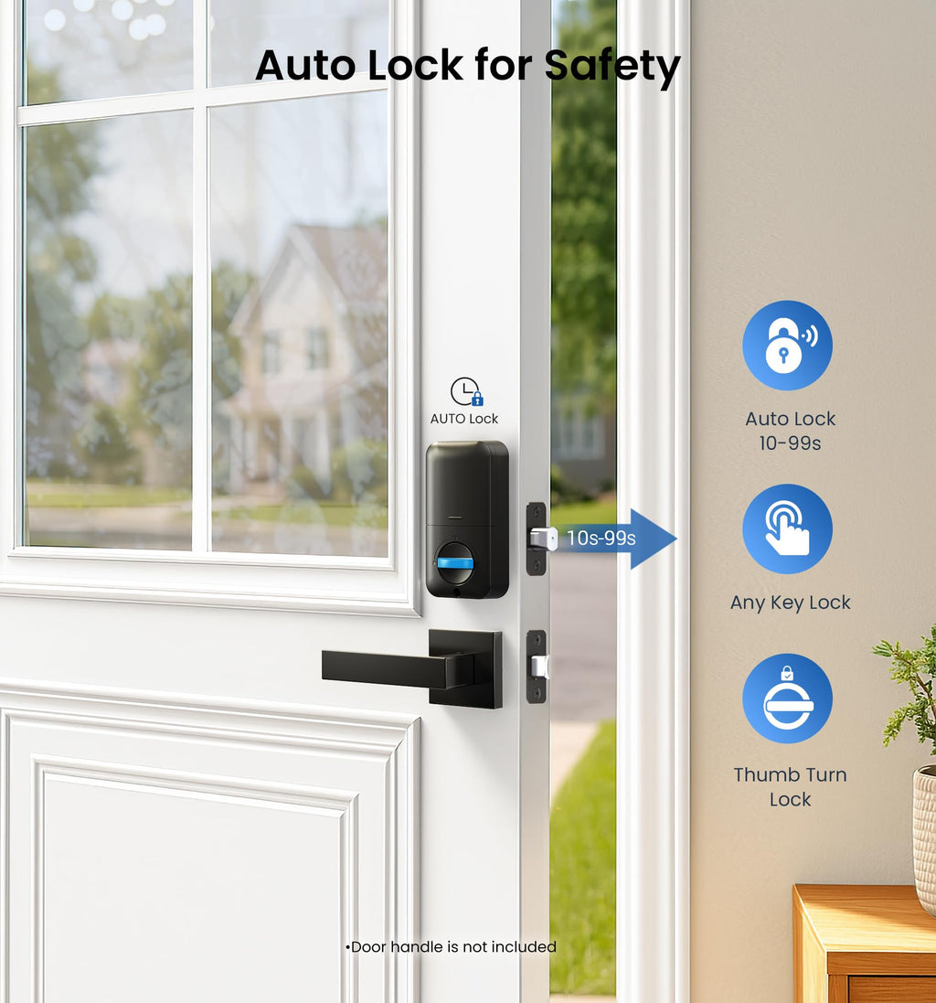 Fingerprint Door Lock, Keypad Deadbolt, Matte Black