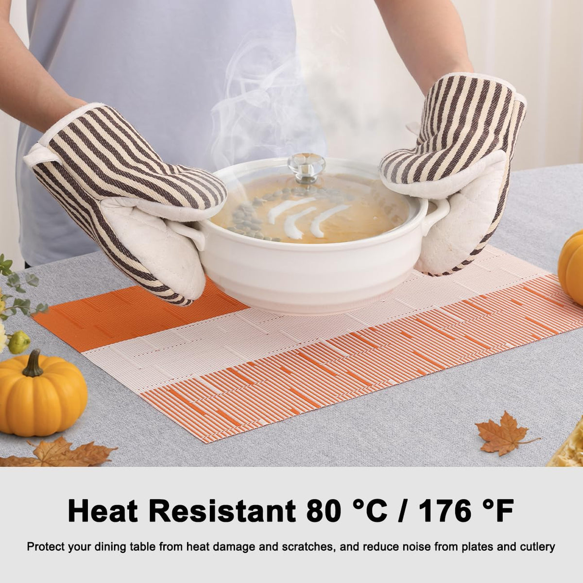 Placemats Set of 6, Vinyl Woven Heat-Resistant Place Mats