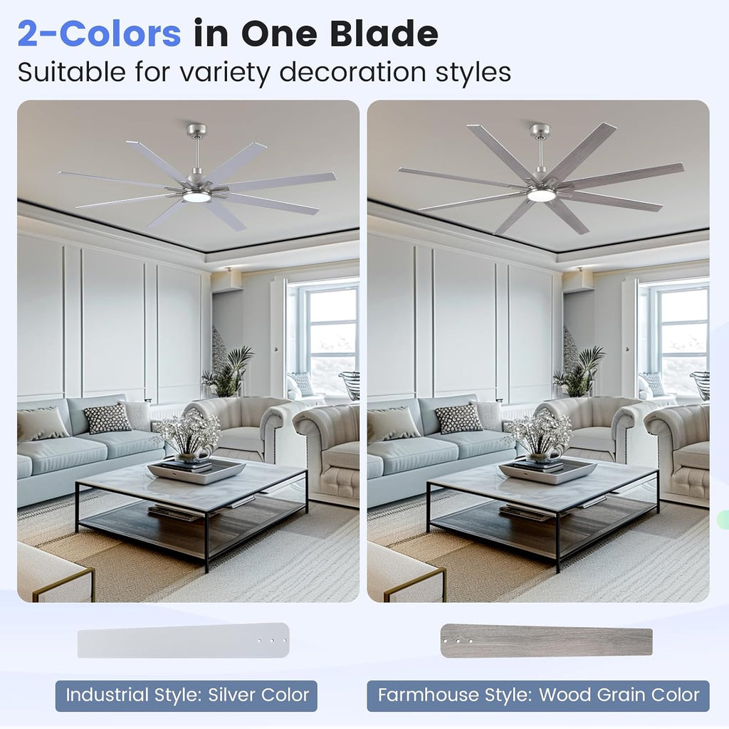 72" Brushed Nickel Indoor/Outdoor Ceiling Fan with Light & Remote