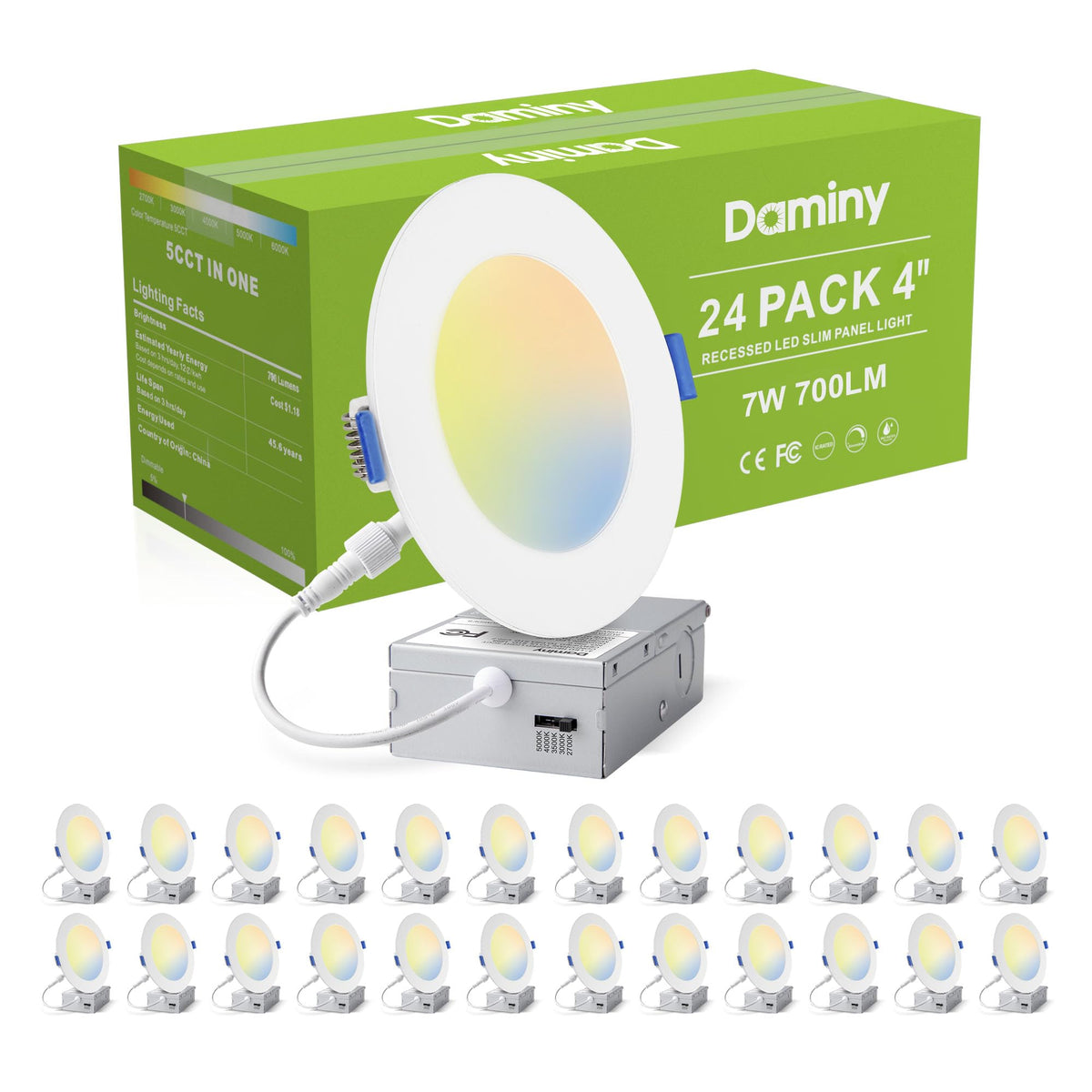 24 Pack 4 Inch LED Recessed Lighting, Canless Wafer Downlight