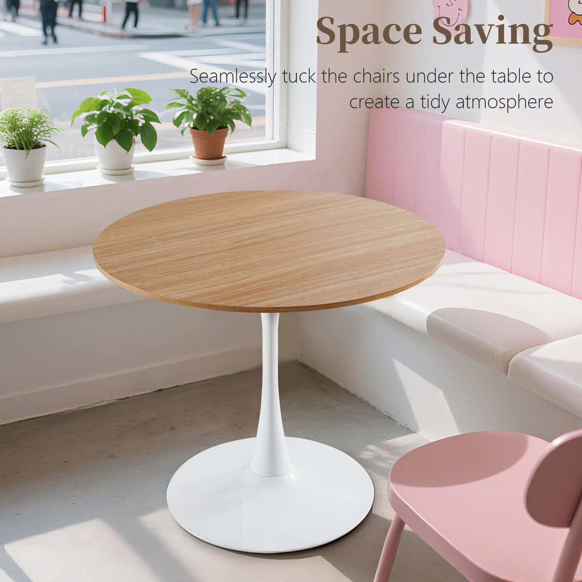 Inspired Saarinen Style 31.5" Round Dining Table, Mid-Century Tulip Table with Metal Pedestal Base, Modern Leisure Table for Small Space