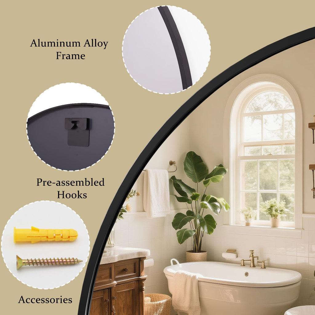 40 Inch Round Mirror - Black Circle Mirrors