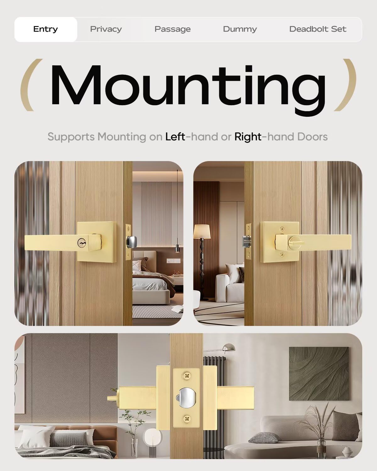 Keyed Entry Door Knob with Lock, Heavy Duty Front Door Handle