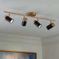 Simms 4-Light Fixture Black/Gold LED 32 1/4" Wide Track Light Fixture