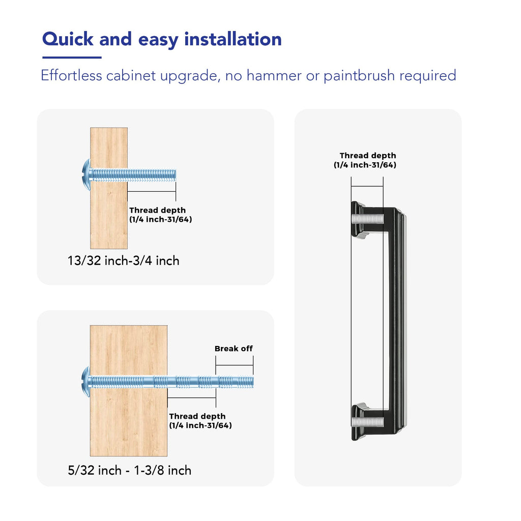 Matte Black Cabinet Pulls, 8 Inch (204mm), 20 Pack