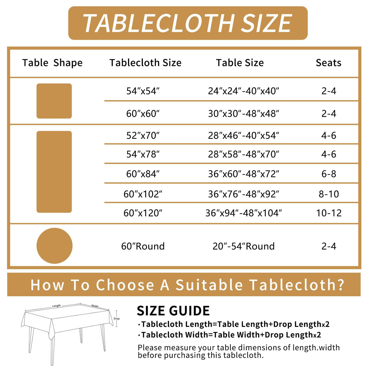 Rectangle Table Cloth, Vinyl Tablecloth, 60" x 84", Warm Yellow