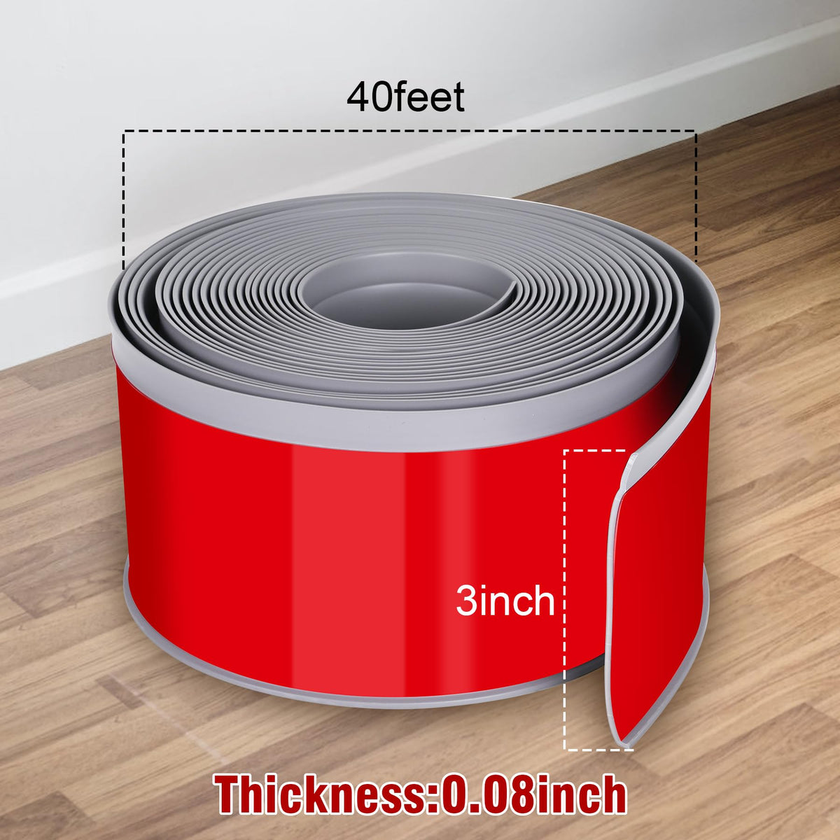 Vinyl Baseboard Molding Trim 3 Inch x 40 Feet Peel and Stick Baseboard Trim Flexible PVC Cove Base Moulding
