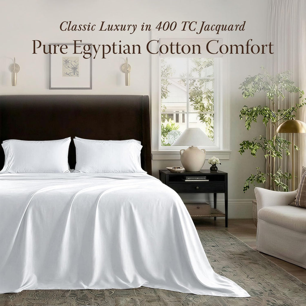 400 Thread Count Egyptian Cotton Sheet Set, Sateen, White