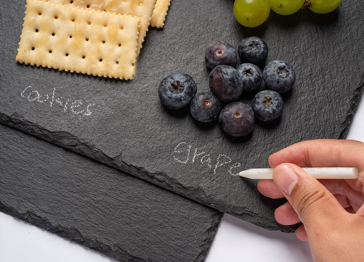 2 Pcs 16x12in Large Slate Cheese Boards Slate Board, Cheese Tray Serving Tray Serving Stone Tray Platter Pacemat