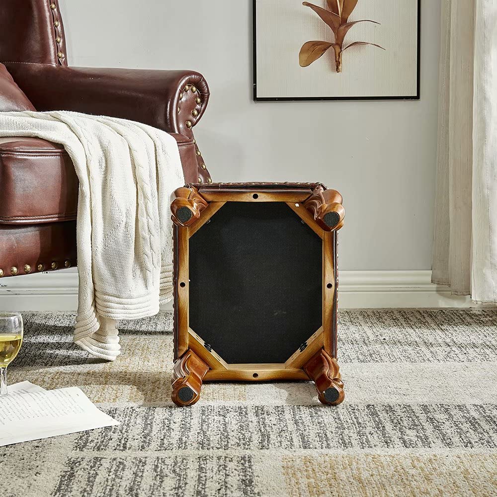 Foot Stool Ottoman with Microfiber Leather Cushion Footrest Sofa Stool, Foyer, Living Room, Bedroom, Simple Assembly