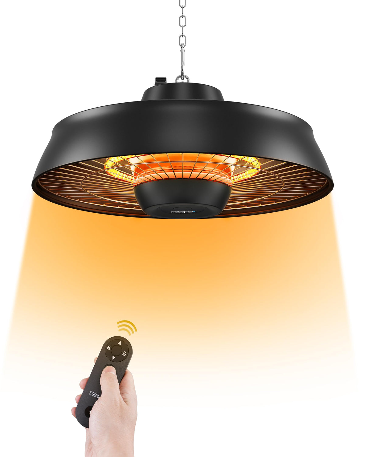 Carbon Infrared Hanging Patio Heater, 3-Second Warmth, Black
