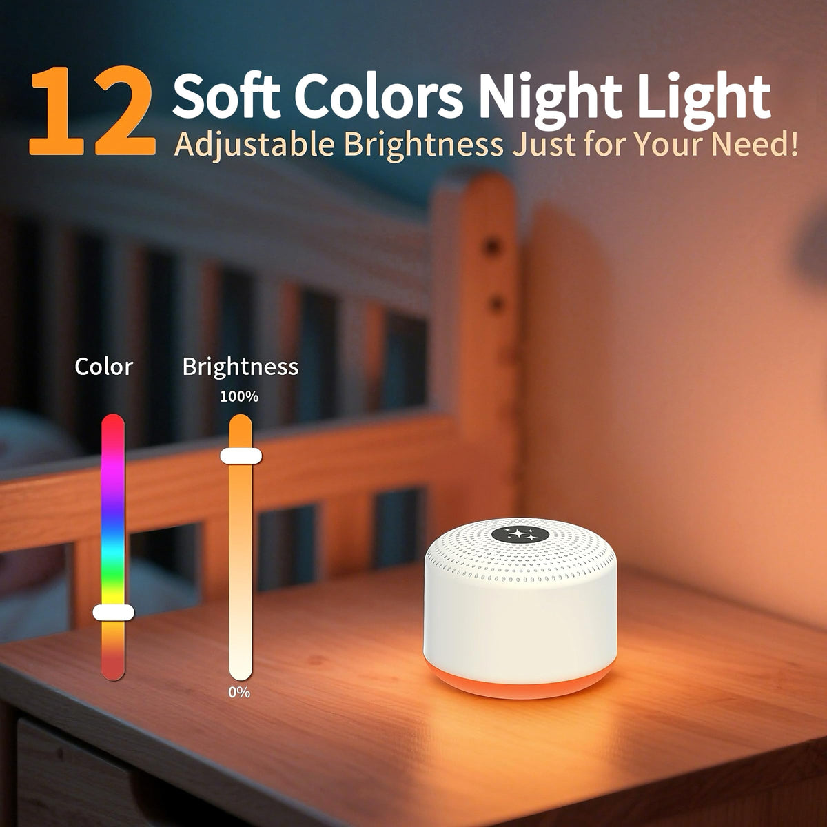 White Noise Machine Portable Sleep Machines with 30 Relaxing Sounds 12 Color Options 5 Adjustable Brightness 32