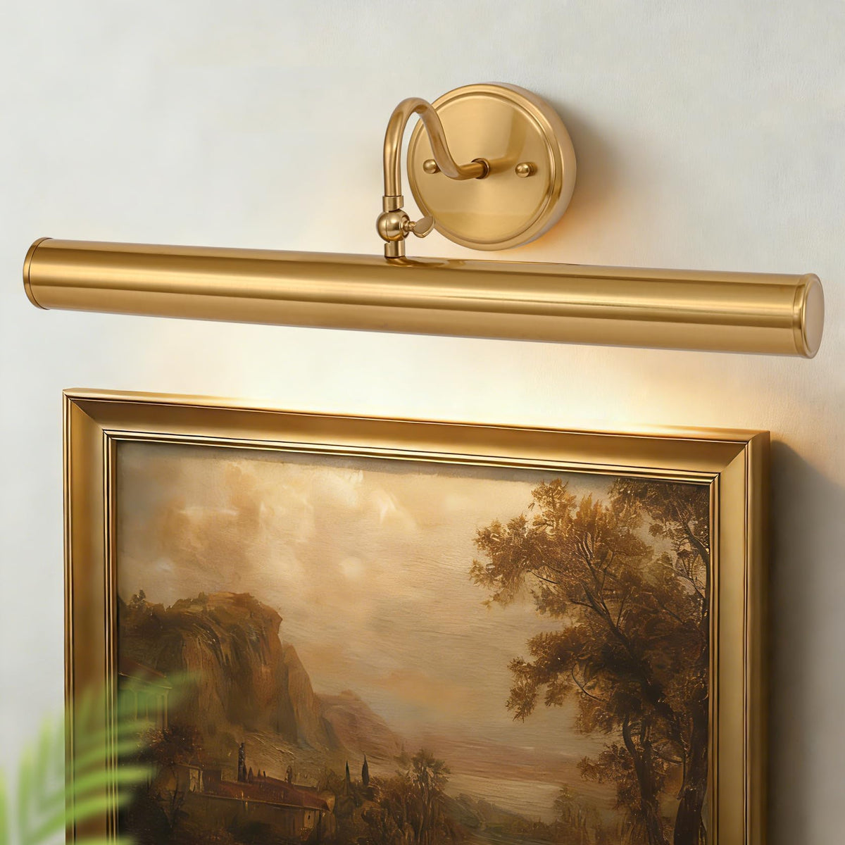 Hardwired Picture Lights for Wall,22 Inch Brass Vintage Picture Sconce,E12 Base,330° Rotatable,3-Light Gallery Art