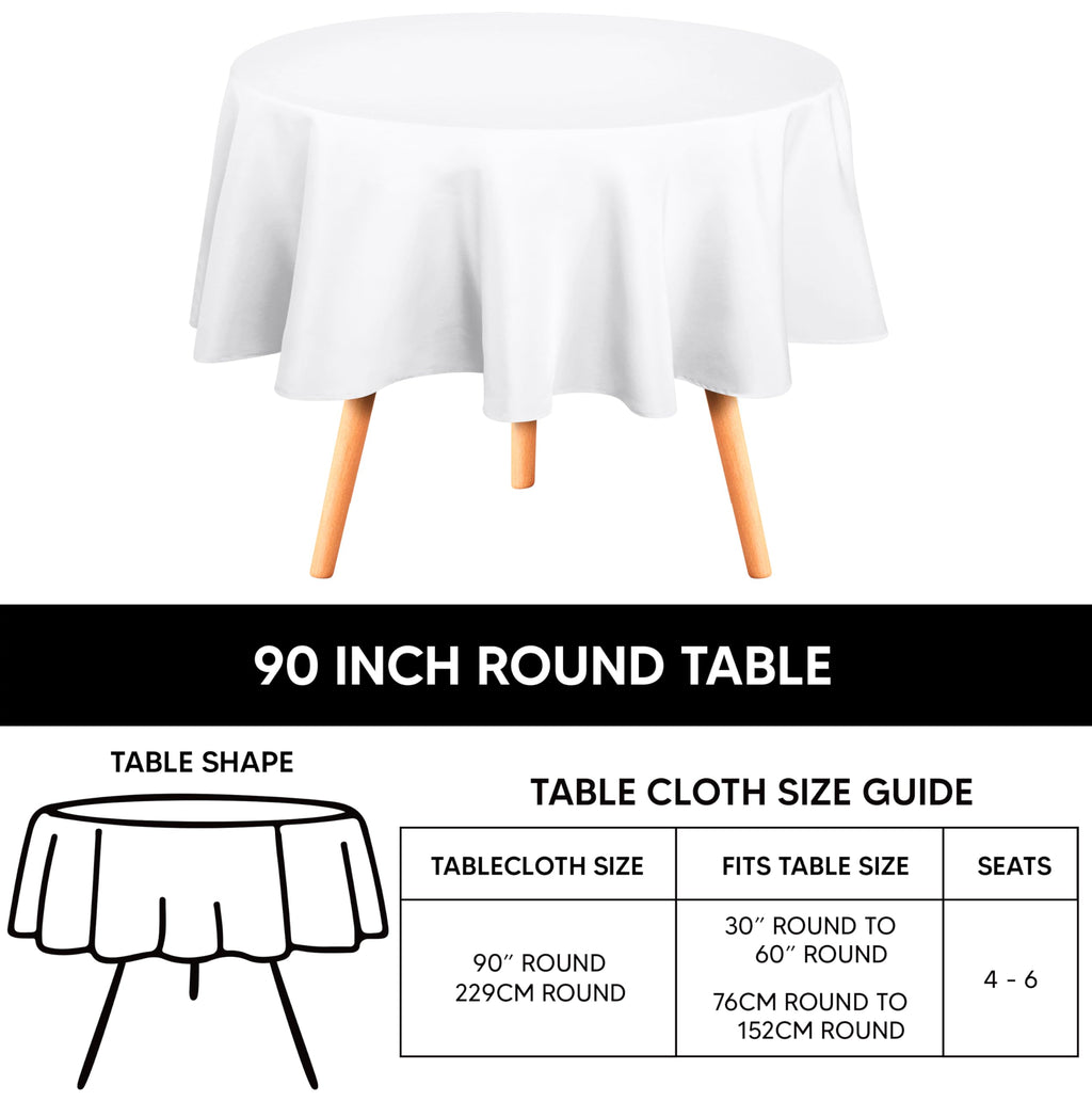 Round Table Cloth 2 Pack [90 Inches, White]