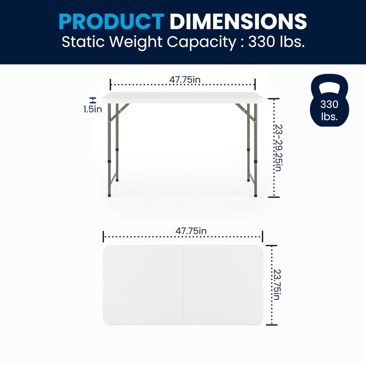 4-Foot Bi-Fold Granite White Plastic Folding Table