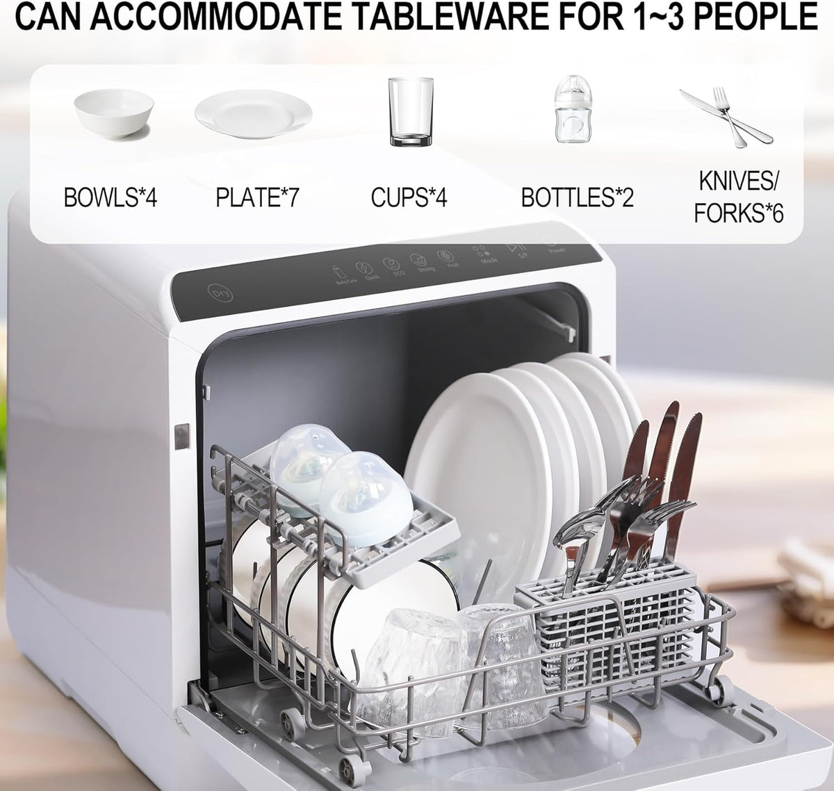 Countertop Dishwasher With Built-in Water Tank, Dishwasher Mini Portable For Apartments and RVs