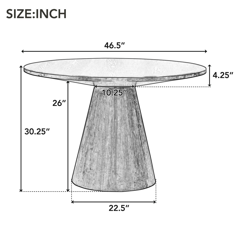 Inspired Saarinen Style 46.5" Modern Round Dining Table for 4-6, Wooden French Country Round Kitchen Table with Pedestal Base, Mid Century