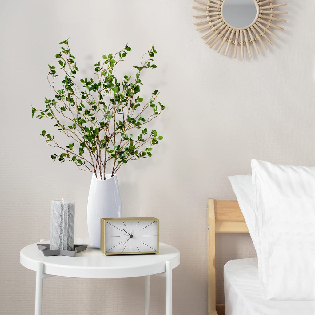 43'' 5Pcs Artificial Ficus Branches Faux Leaf Spray Green Eucalyptus Branches Artificial Greenery Stems Fake Ficus