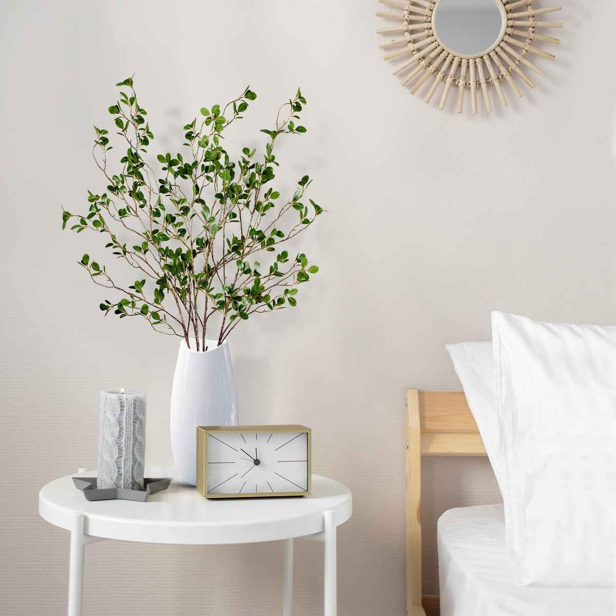 43'' 5Pcs Artificial Ficus Branches Faux Leaf Spray Green Eucalyptus Branches Artificial Greenery Stems Fake Ficus