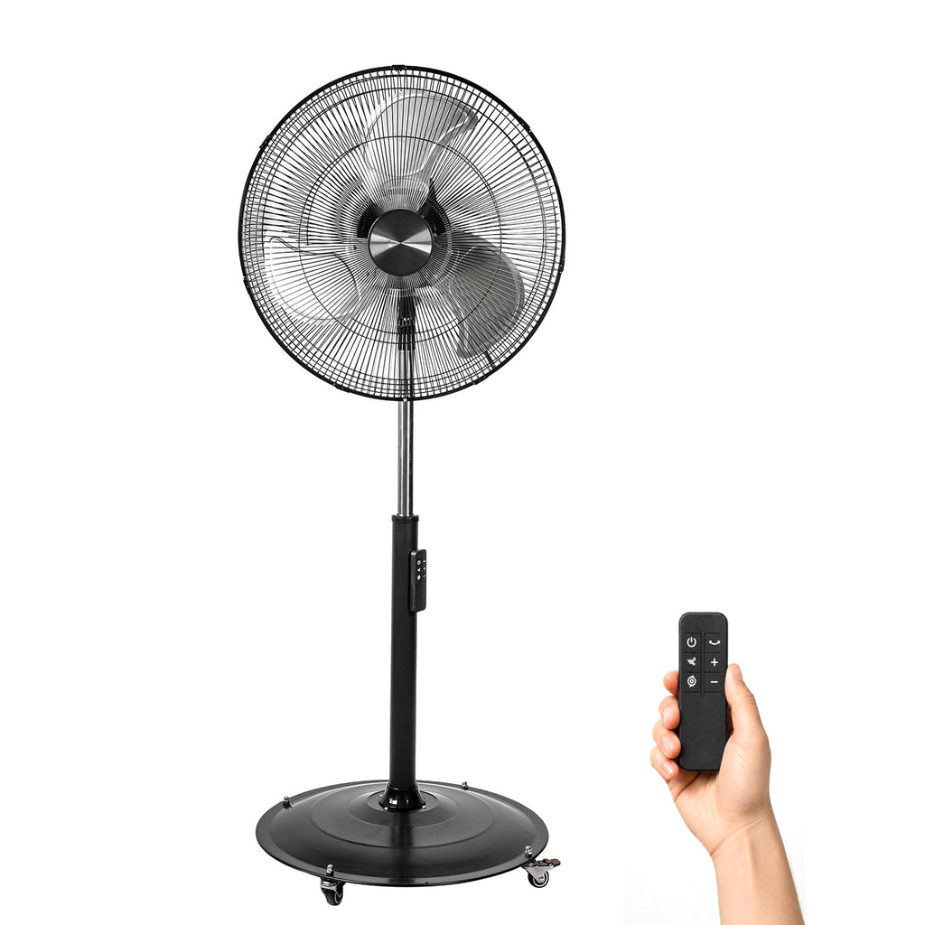 18" DC Motor Pedestal Fan, 4900 CFM High Velocity Oscillating Fan, Remote Control, Heavy-Duty Metal Standing Fan with