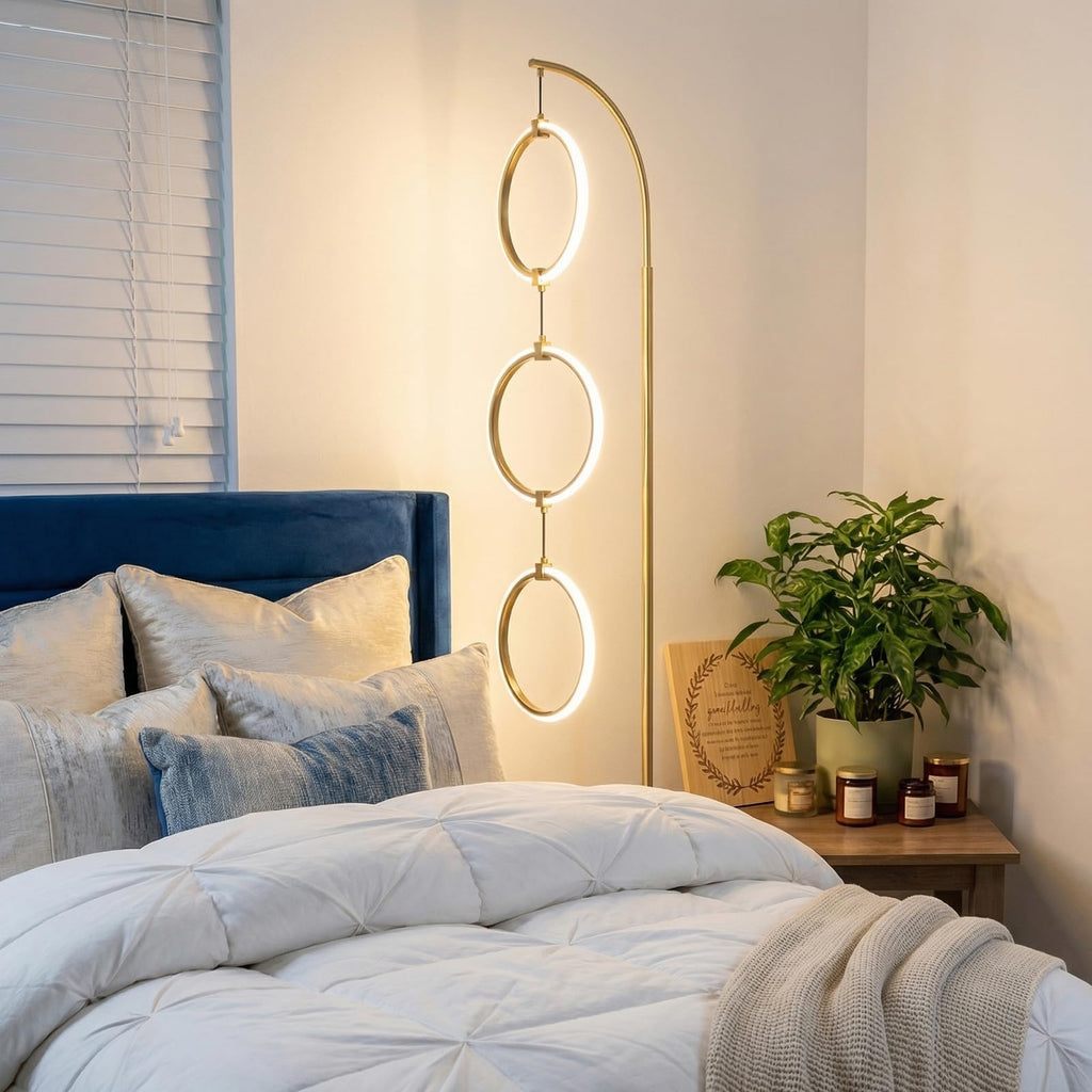 Gold 3-Light LED Floor Lamp, Modern Arc Floor Lamp