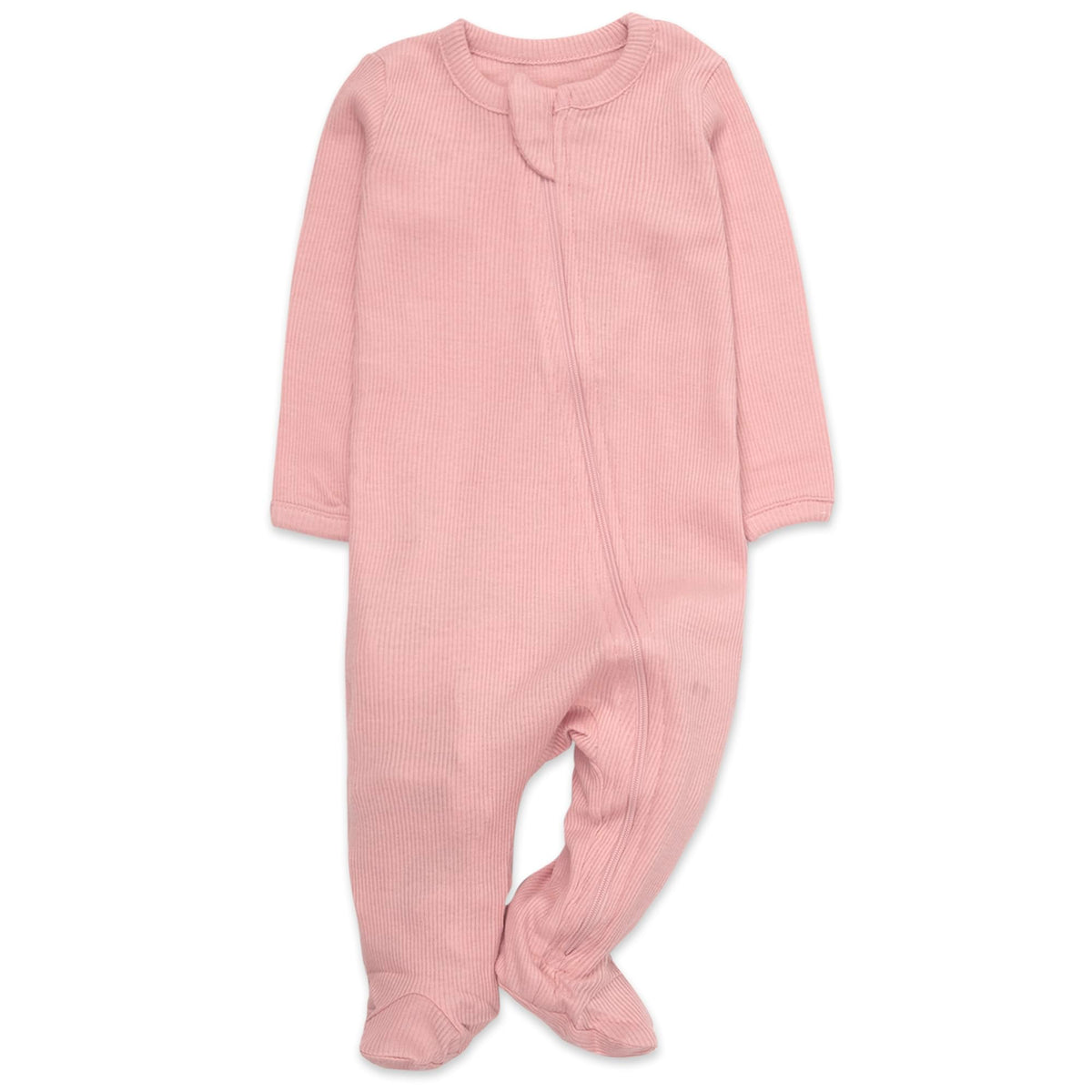 Girls Footie Sleepwear Pajama Set, Print and Solid Color Piece - Long Sleeve Zip Front Sleep & Play