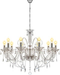 Ten-Light K9 Crystal Candelabra Chandelier for Dining and Living Rooms