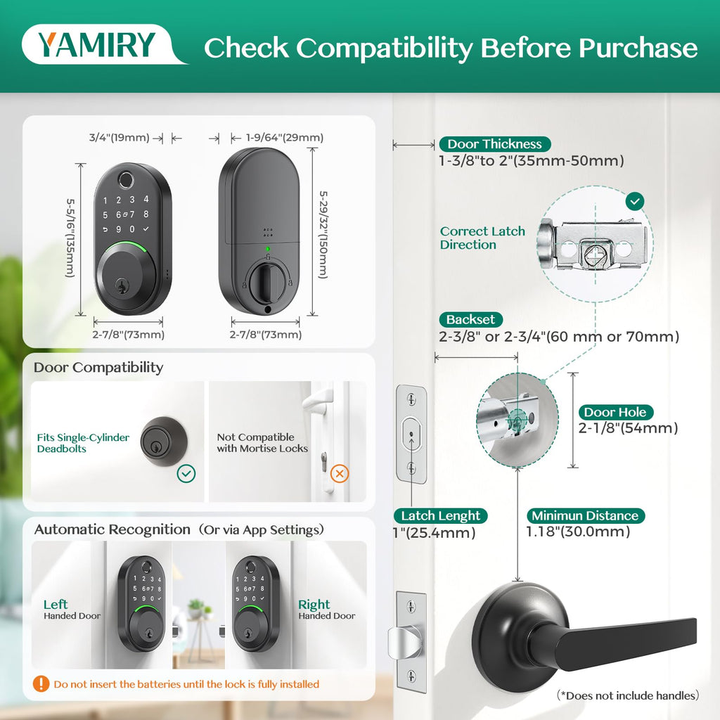 Smart Deadbolt Lock with Keypad, Fingerprint Keyless Entry Door Lock