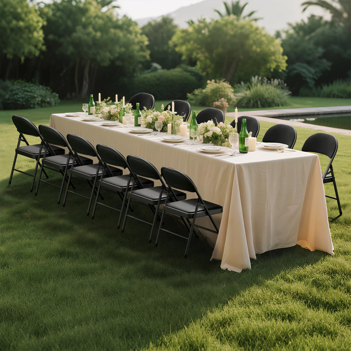 30 Pack Black Padded Folding Chairs with Metal Frame