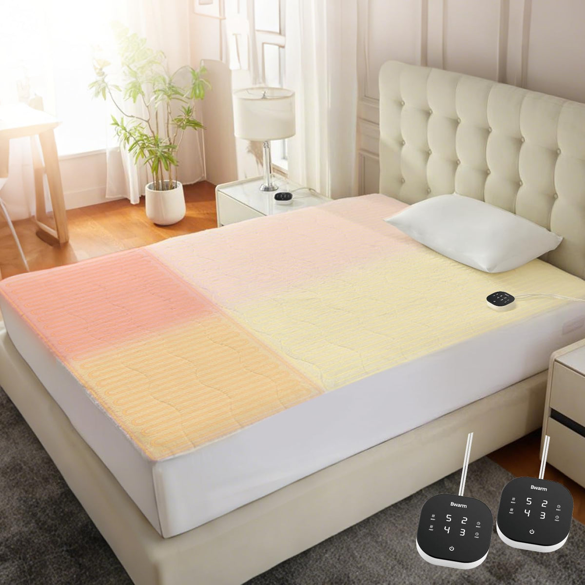 Multi-Zone Sherpa Fleece Heated Mattress Pad, Dual Control