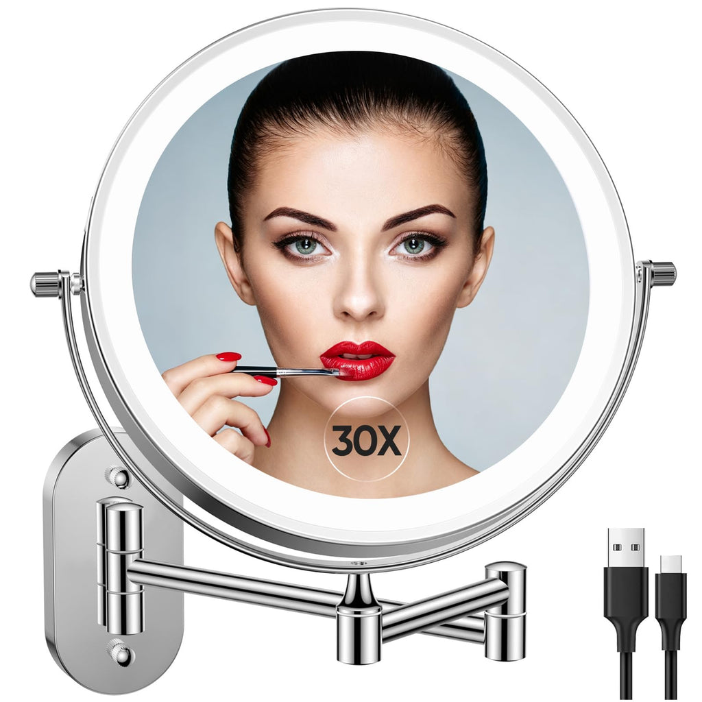 Rechargeable Wall Mounted Lighted Makeup Mirror