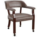 Silver Furniture Tournament Arm Chair w/Casters, Dining Chair with Casters, Upholstered w/Nailhead Trim, Vegan