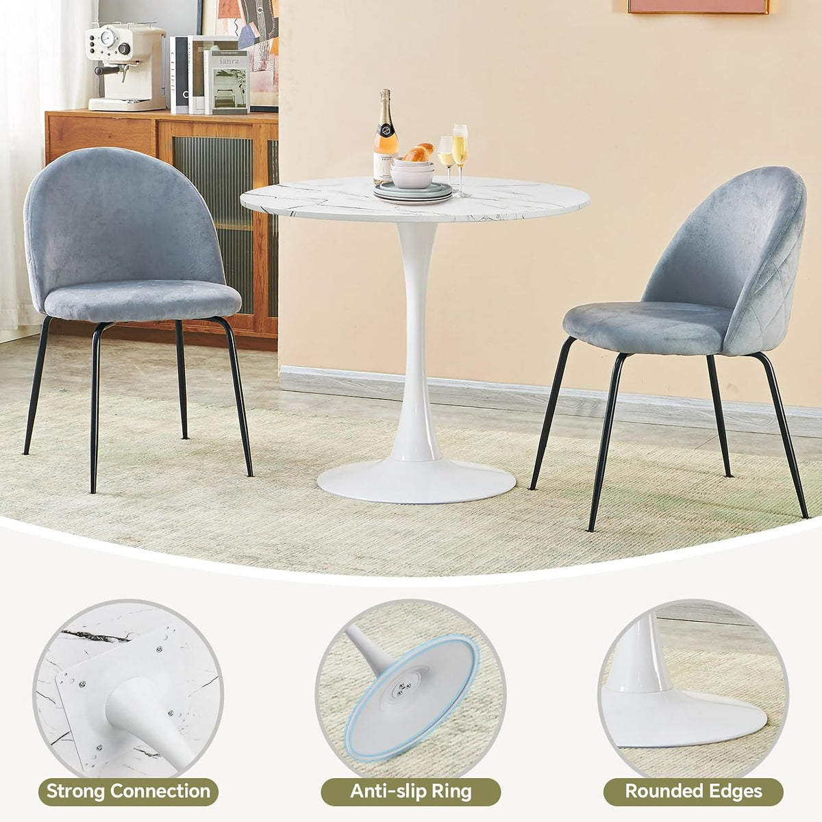 Tulip Round Pedestal Dining Table — Marble White