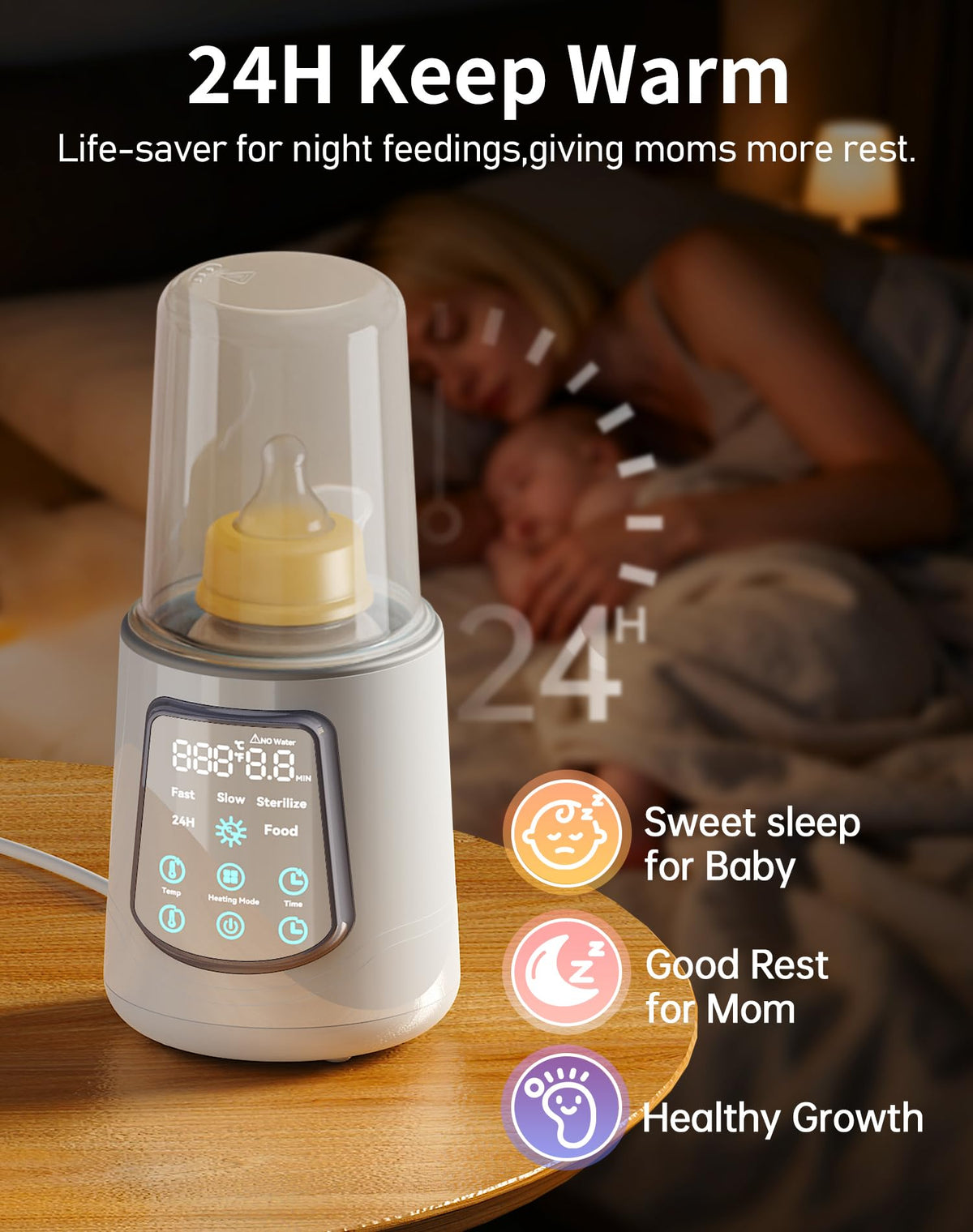 12 in 1 Fast Baby Bottle Warmer Constant Temp Milk Warmer Fits All Bottles