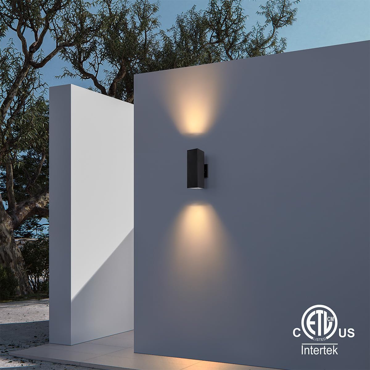 Modern Outdoor Porch Light Patio Light in 2 Lights with Aluminum Rectangular Tube and Tempered Glass Cover Waterproof