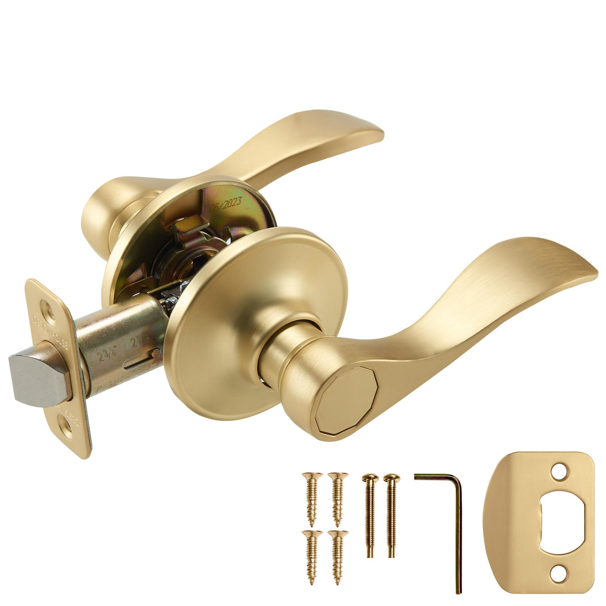 Springdale Passage Door Lever, Satin Brass