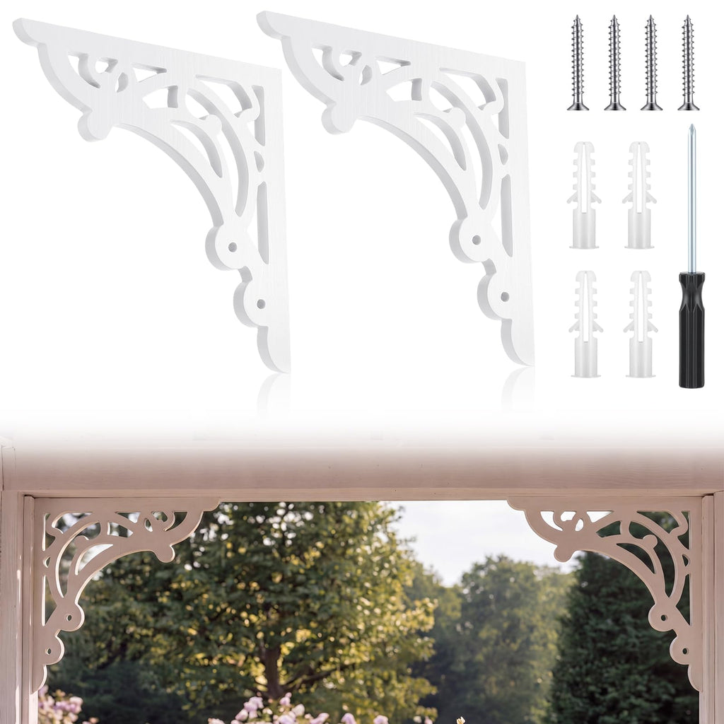 2 Pcs Large Wood Porch Corbels for Doorway 12" W x 0.6" D x 12" H
