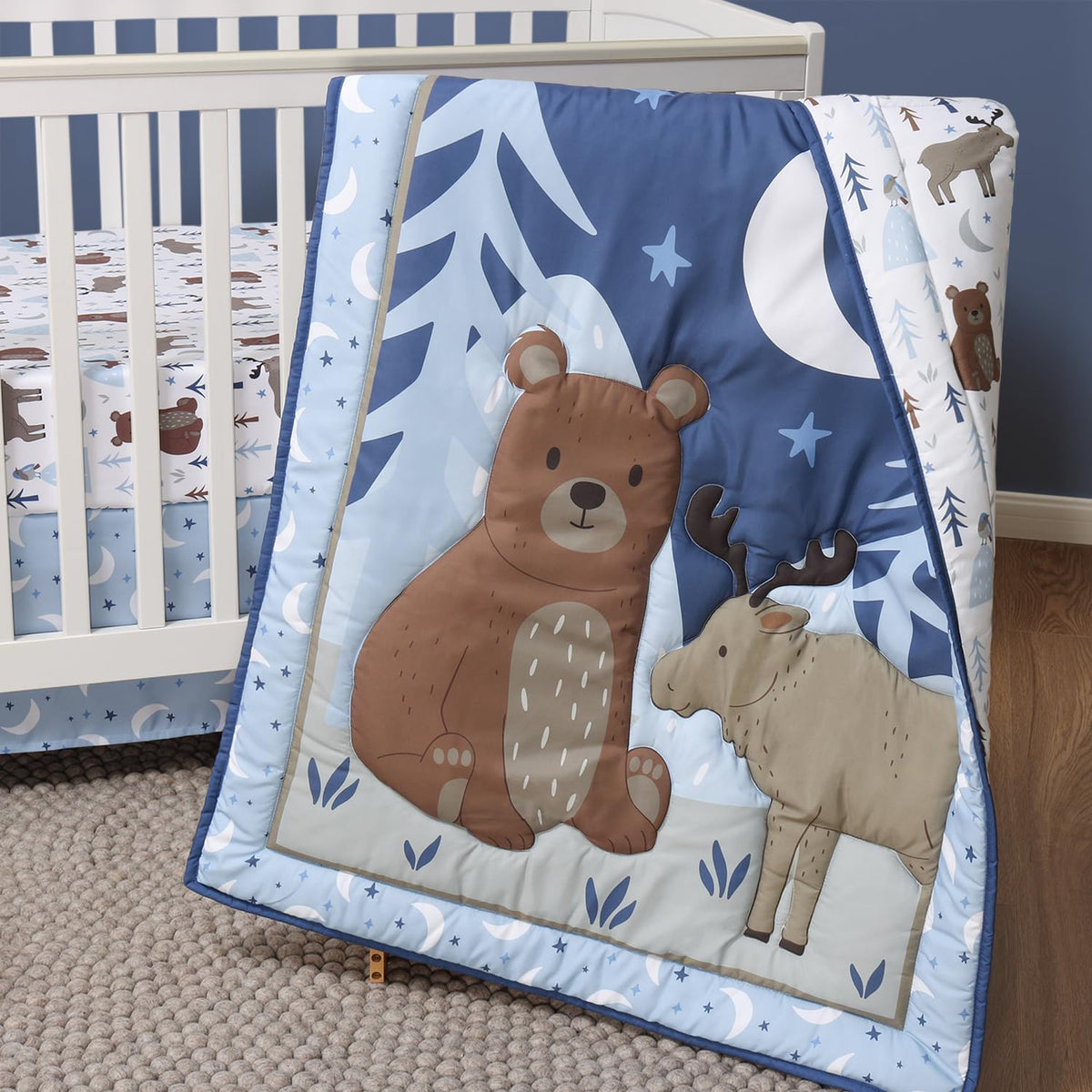 3 Piece Baby Crib Bedding Set for Boys - Newborn, Infant & Toddler Nursery Bed Set Decor with Fitted Crib Sheet, Dust