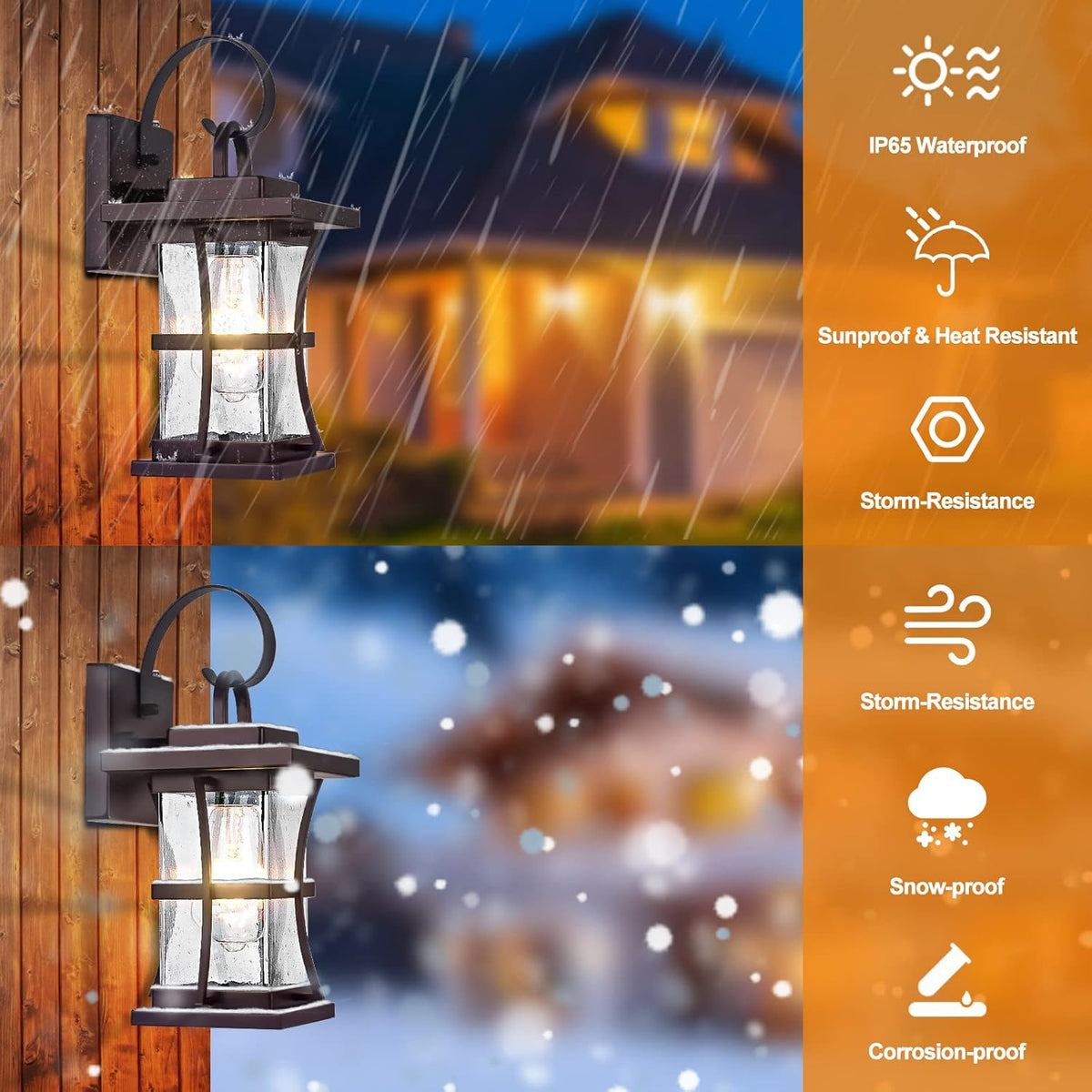 2-Pack Dusk to Dawn Outdoor Lighting - Oil Rubbed Bronze Exterior Porch Light Fixtures Wall Mount