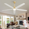 60-Inch Ceiling Fan with LED Light and Remote, White and Gold Finish