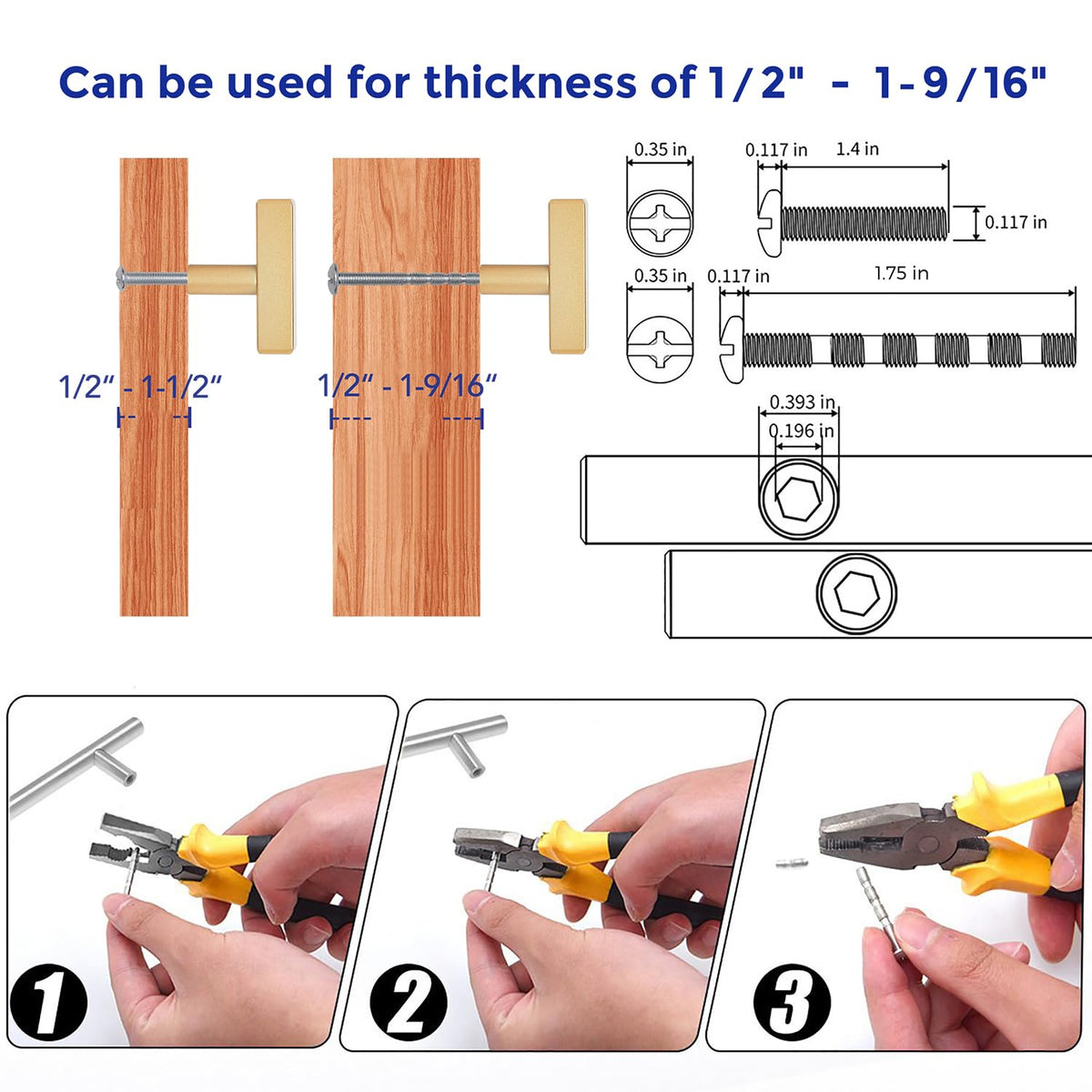 Champagne Gold Handles Square Cabinet Hardware Single Hole 30 Pack