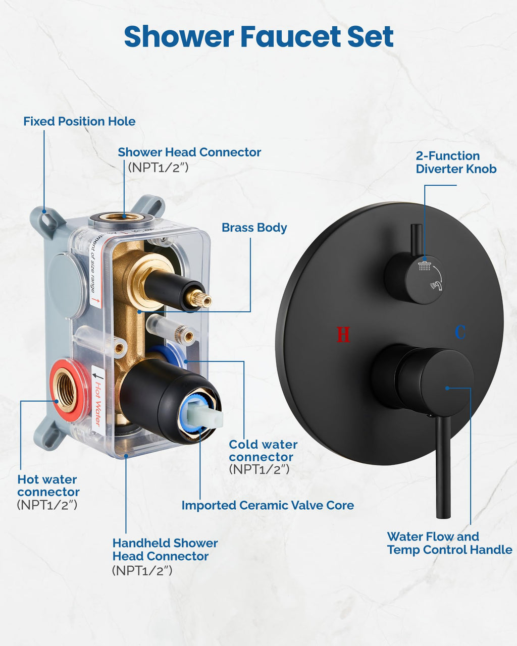Shower Faucet Set,10 Inch Matte Black Shower System