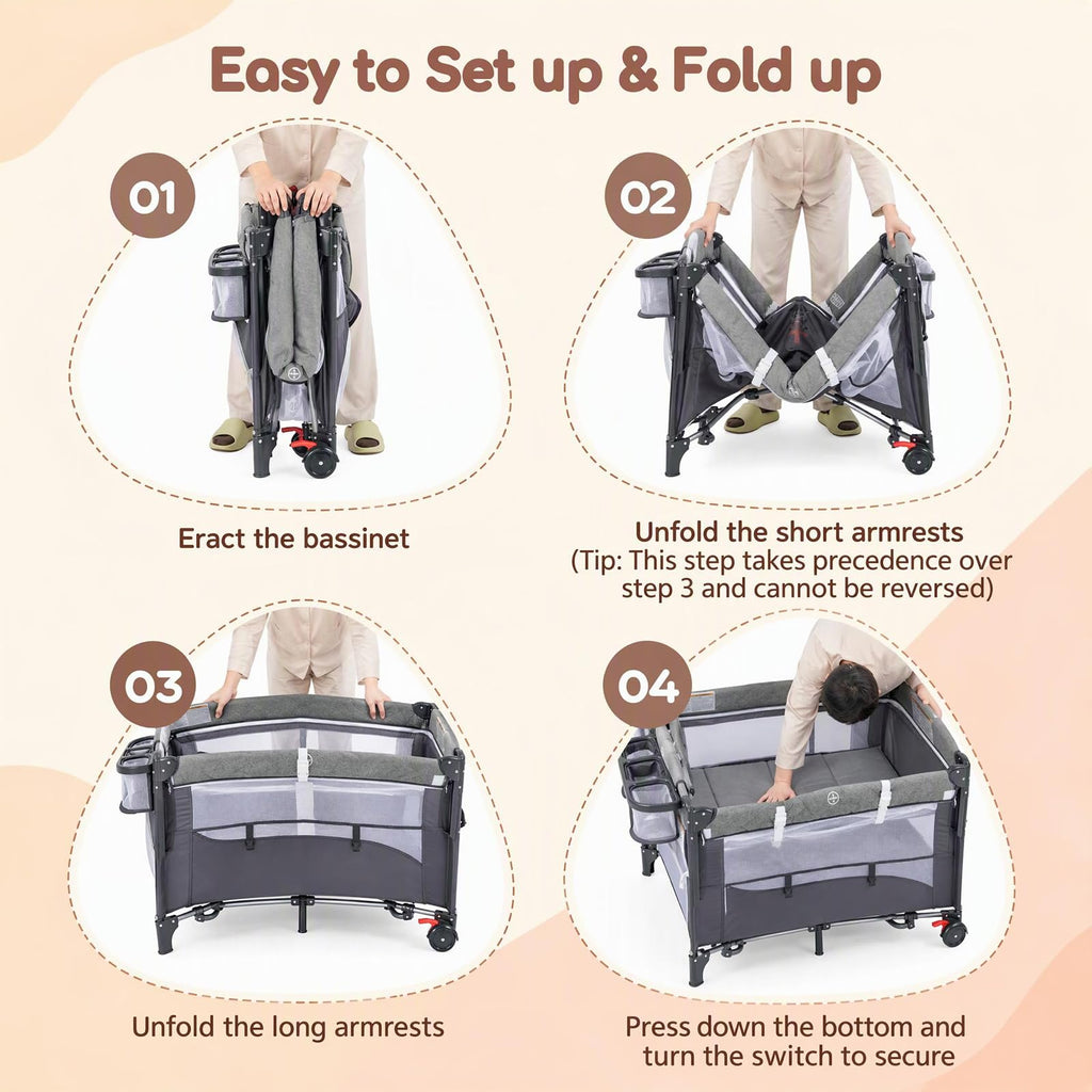 5 in 1 Play Yard, Portable Baby Playard, Classic