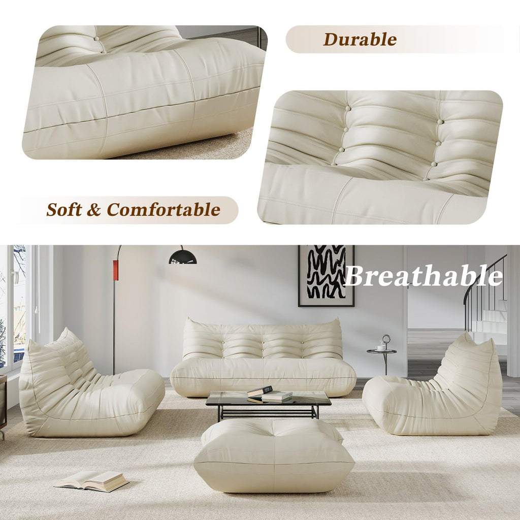Comfy Lazy Floor Sofa Couch, Soft Armless Chair, Faux Leather Lounge Chair, Corner Relax Sofa Couch Bedroom, Salon