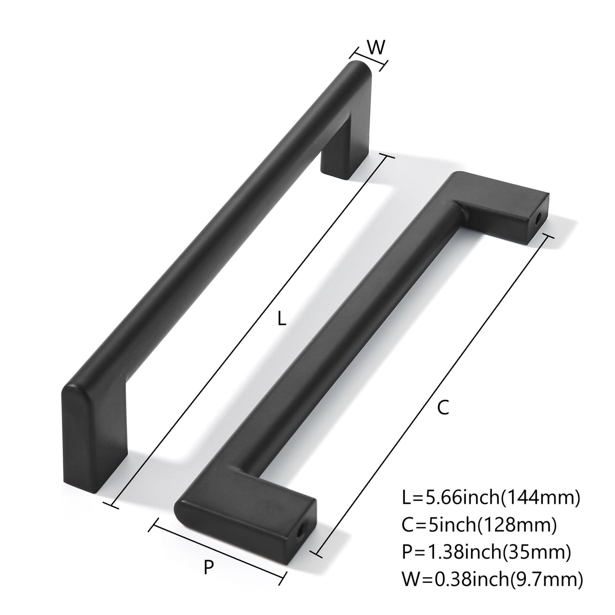 5 Inch Hole Center 10 Pack Matte Black Cabinet Pulls Heavy Duty Solid Kitchen Drawer Handle, Hardware , Drawer